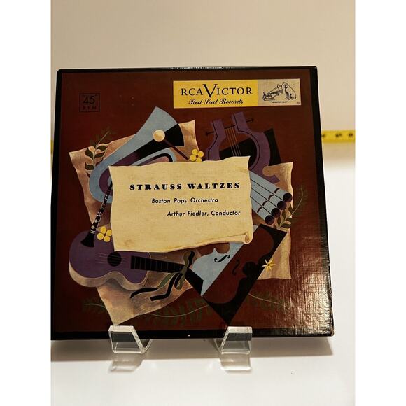 Red Vinyl Set Strauss Waltzes Boston Pops Orchestra Box Set of 4 RCA Victor 1949 - Picture 3 of 16